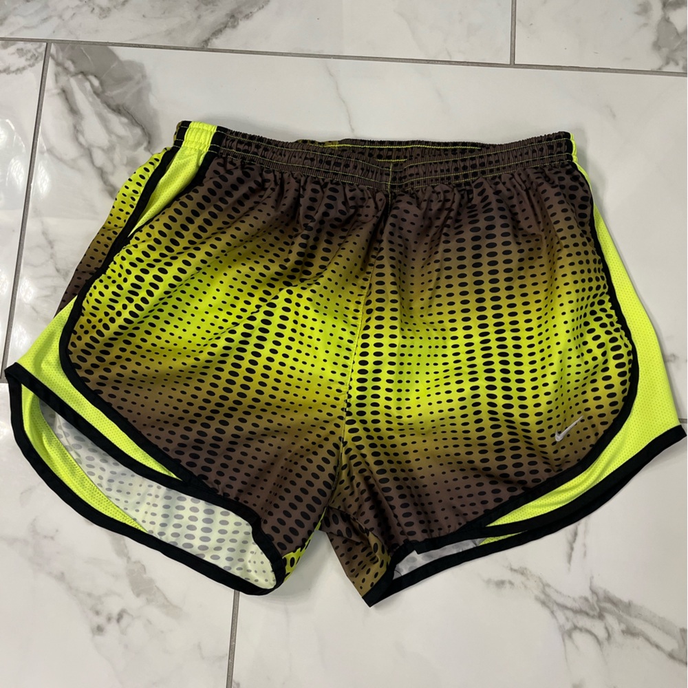 Nike Women’s Neon Yellow and Brown Gradient Running Shorts
